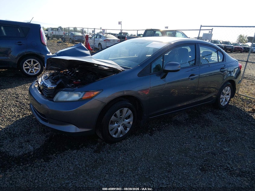 2012 Honda Civic, Front End, IAAI, VIN 2HGFB2E54CH508641 — photo 2