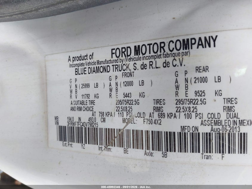 2013 FORD F-750 auction photo 8
