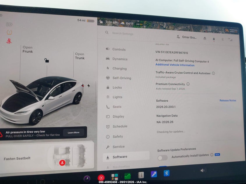 TESLA MODEL 3 2024 VIN 5YJ3E1EA2RF867615