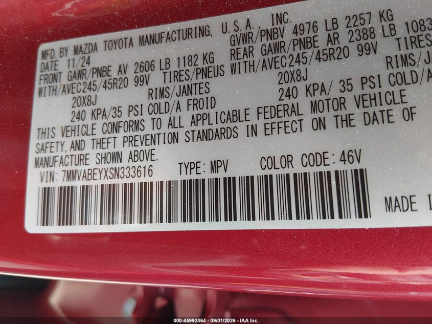 MAZDA CX-50 2025 VIN 7MMVABEYXSN333616