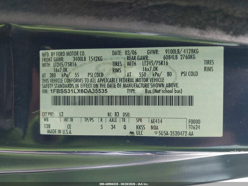 2006 FORD E-350 SUPER DUTY XL/XLT · Фото 9