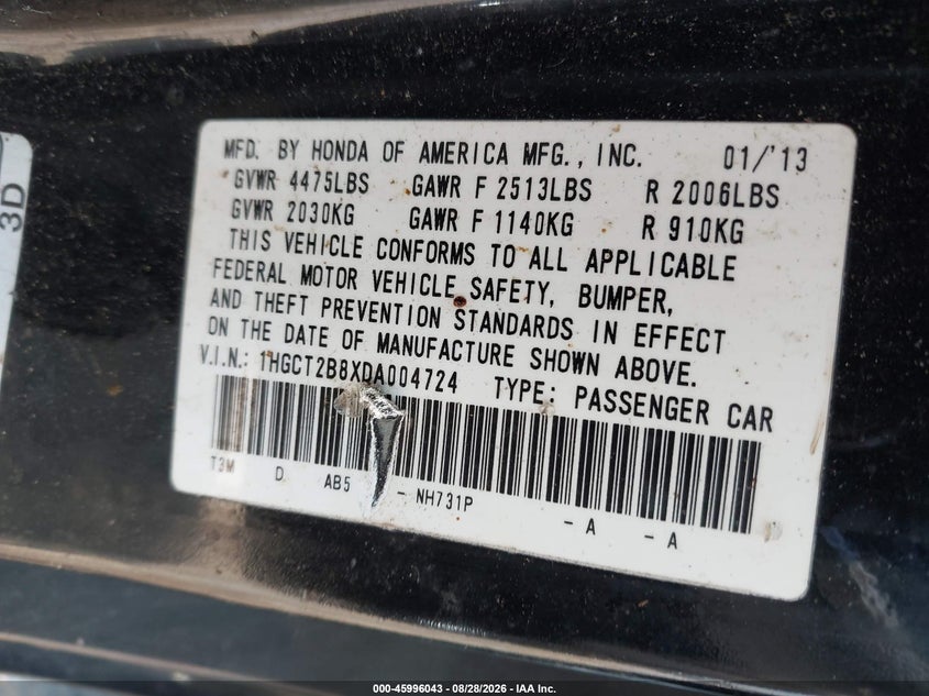 2013 HONDA ACCORD EX-L V-6 · Фото 9