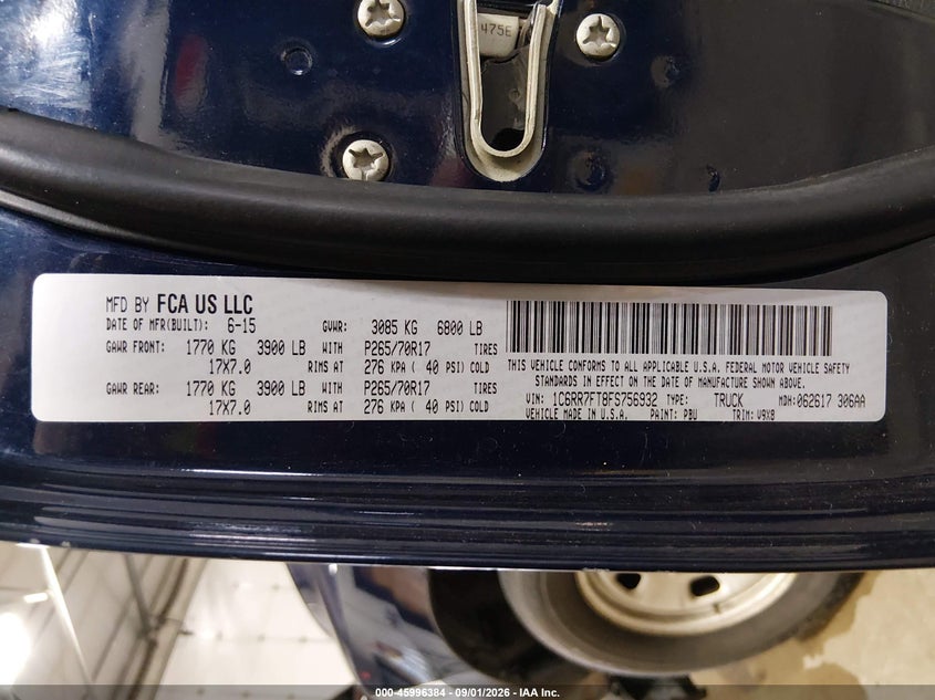 RAM 1500 2015 VIN 1C6RR7FT8FS756932