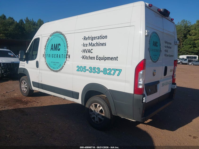 Vin: 3c6lrvcg7re123251, lot: 46496061, ram promaster 2500 slt high roof 136 wb 20243