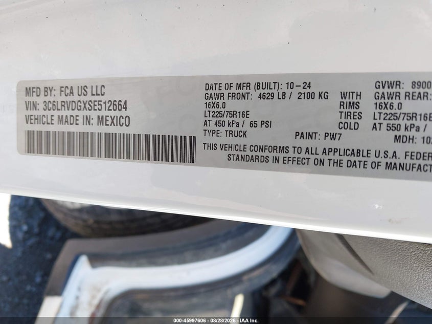 2025 RAM PROMASTER 2500 auction photo 8