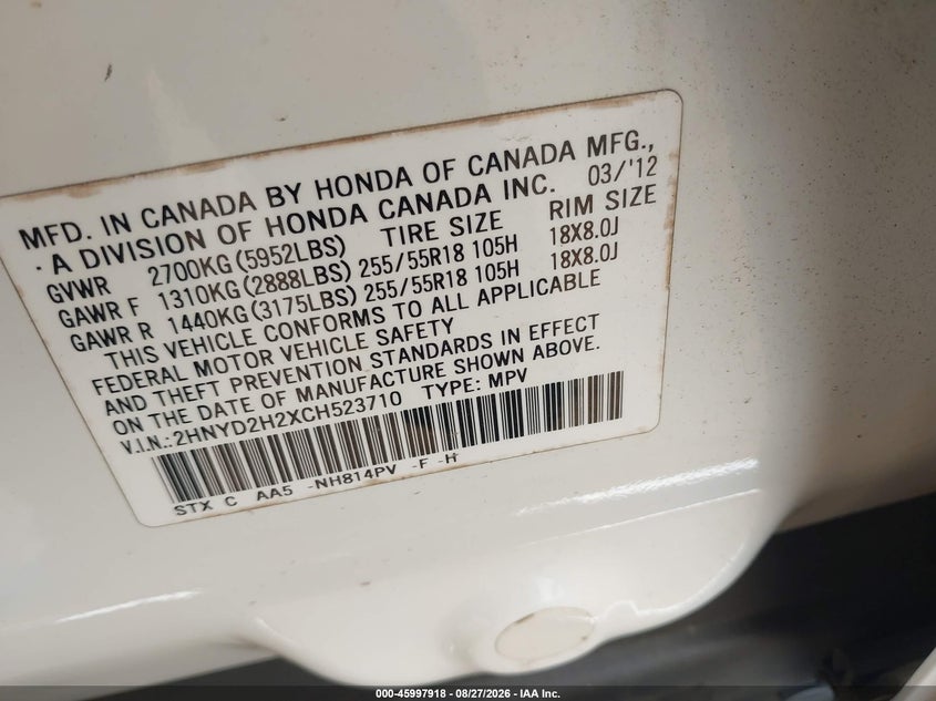 2012 ACURA MDX SPORT UTILITY VEHICLE 3.7L V-6 VVT, PREMIUM , 300HP