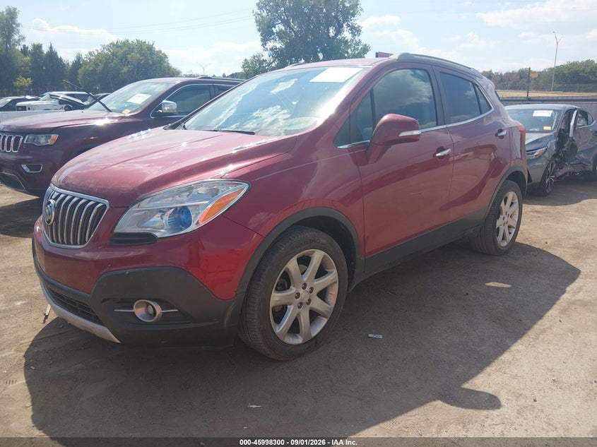 Vin: kl4cjdsb7fb121308, lot: 46497645, buick encore premium 20152