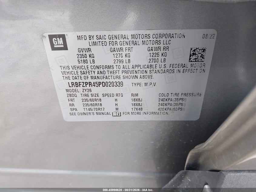 BUICK ENVISION 2023 VIN LRBFZPR45PD020339