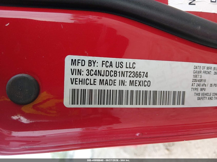 JEEP COMPASS 2022 VIN 3C4NJDCB1NT236674