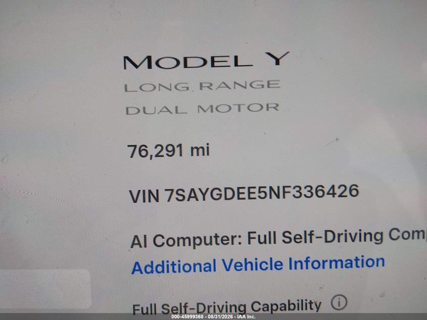 2022 TESLA MODEL Y LONG RANGE DUAL MOTOR ALL-WHEEL DRIVE · Фото 7