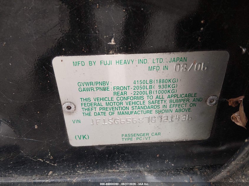 2007 SUBARU FORESTER SPORT UTILITY VEHICLE 2.5L H-4 VVT, REGULAR , 173HP