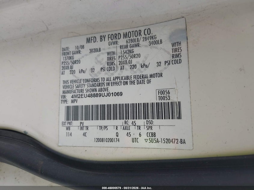 2009 MERCURY MOUNTAINEER auction photo 8
