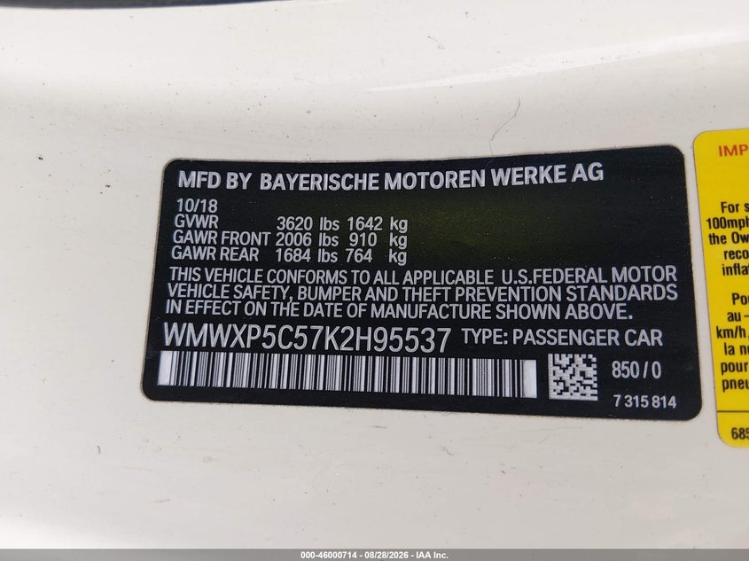 MINI HARDTOP 2019 VIN WMWXP5C57K2H95537