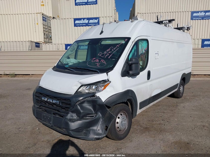 Vin: 3c6mrvjg7pe526182, lot: 46501330, ram promaster 3500 cargo van high roof 159 wb ext 20232