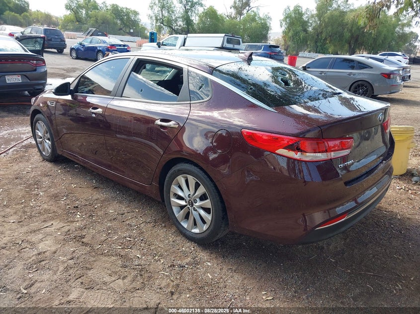 Vin: 5xxgt4l37jg252086, lot: 46501480, kia optima lx 20183