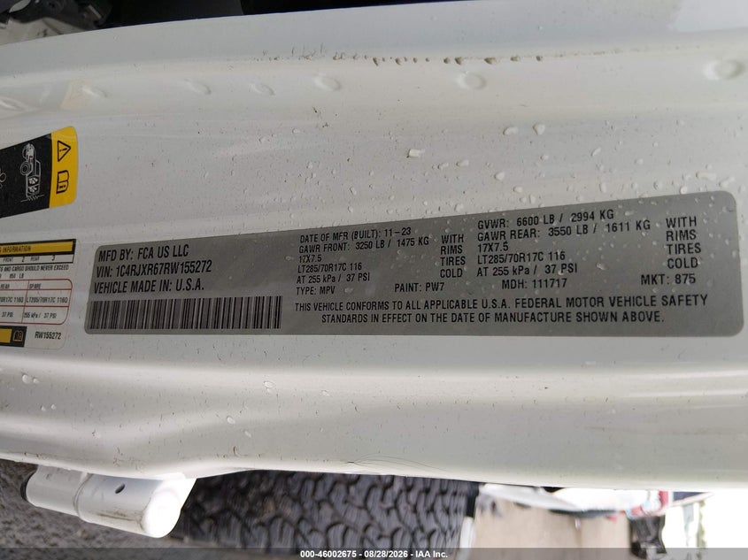 JEEP WRANGLER 4XE 2024 VIN 1C4RJXR67RW155272