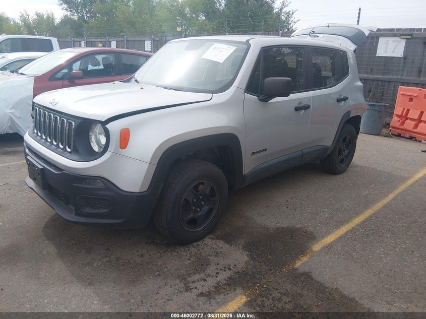 Vin: zaccjbah2jph31969, lot: 46502117, jeep renegade sport 4x4 20182