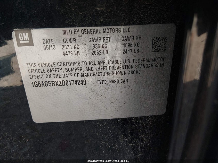 2013 CADILLAC ATS SEDAN 2.0L I-4 DI, DOHC, VVT, TURBO, 272HP