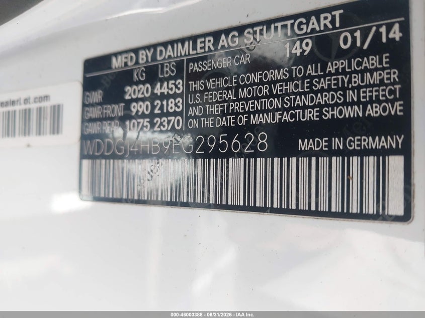MERCEDES-BENZ C 250 2014 VIN WDDGJ4HB9EG295628
