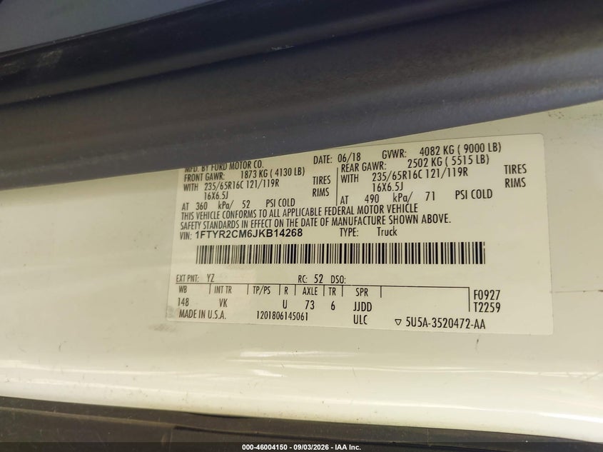 2018 FORD TRANSIT-250 auction photo 8