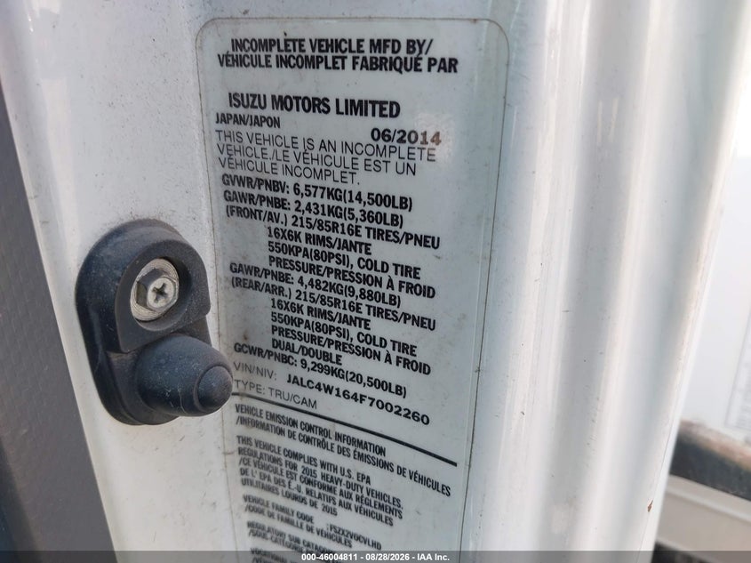 2015 ISUZU NPR DSL REG AT auction photo 8