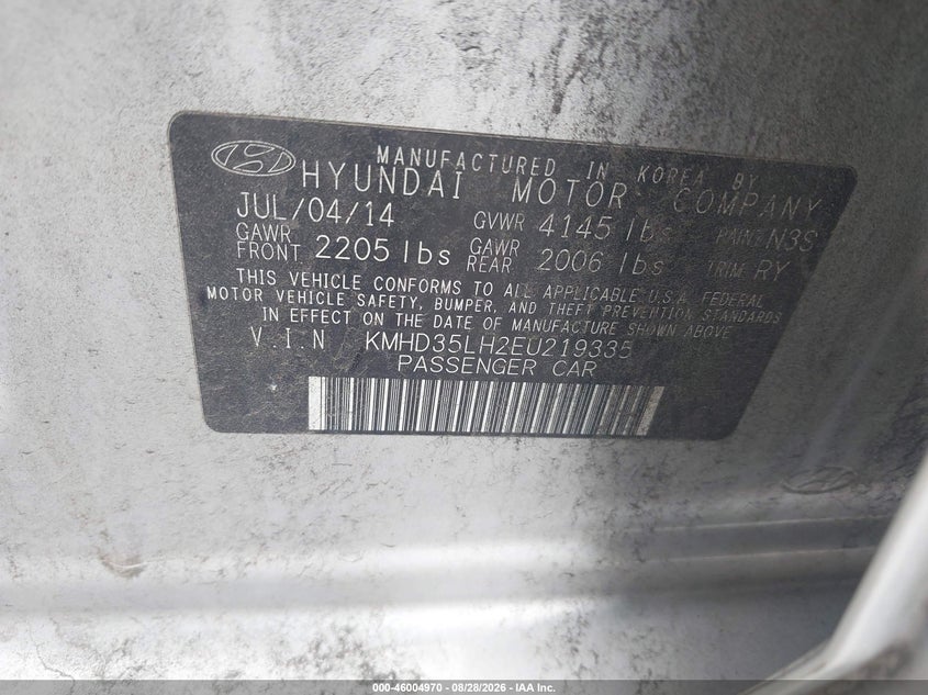 HYUNDAI ELANTRA GT 2014 VIN KMHD35LH2EU219335