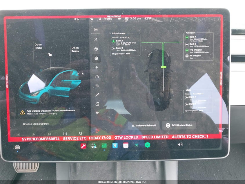 TESLA MODEL 3 2021 VIN 5YJ3E1EB0MF869574
