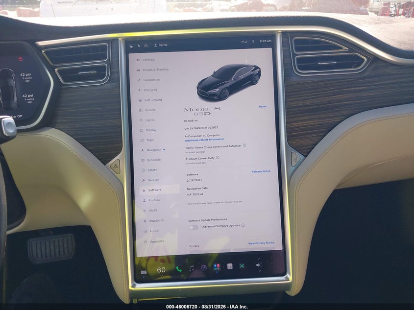 TESLA MODEL S 2015 VIN 5YJSA1H23FF093852