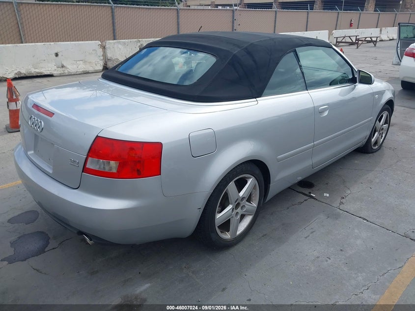 AUDI A4 2004 VIN WAUDT48H14K009355