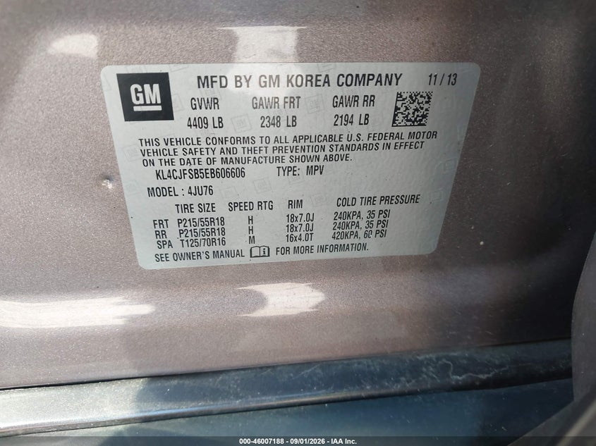 BUICK ENCORE 2014 VIN KL4CJFSB5EB606606