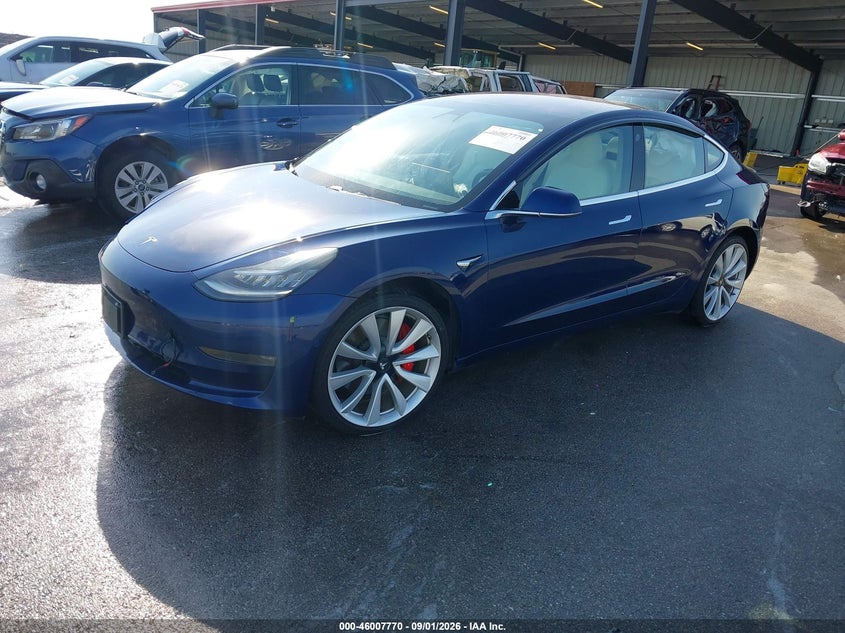 Vin: 5yj3e1eb5jf080722, lot: 46507146, tesla model 3 long range/performance 20182