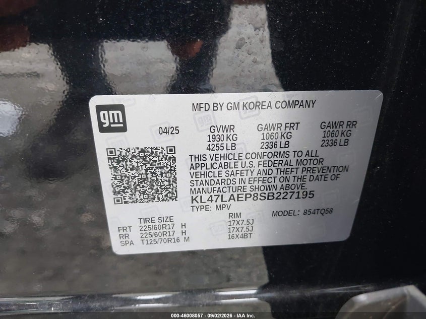 BUICK ENVISTA 2025 VIN KL47LAEP8SB227195