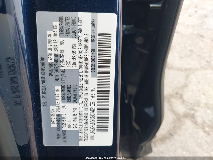 MAZDA CX-5 2025 VIN JM3KFBXY6S0742105