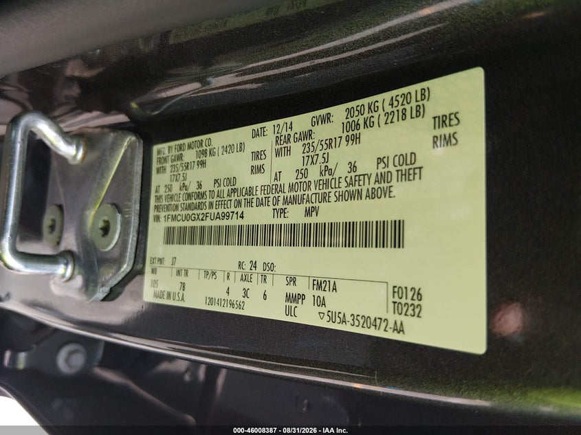 2015 FORD ESCAPE auction photo 8
