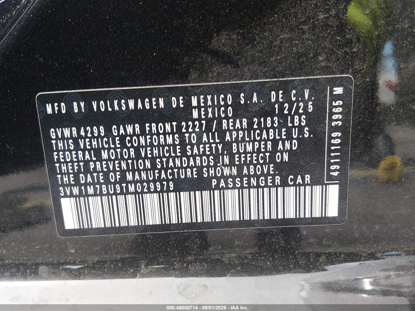 VOLKSWAGEN JETTA GLI 2026 VIN 3VW1M7BU9TM029979