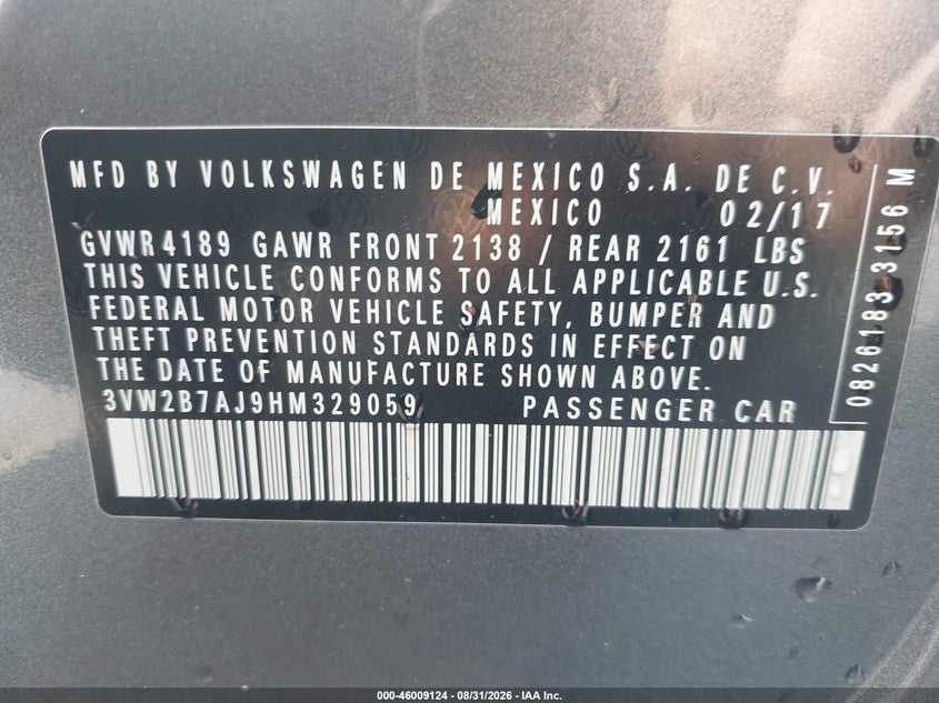 2017 VOLKSWAGEN JETTA SEDAN 1.4L I-4 DI, DOHC, VVT, TURBO, 150HP