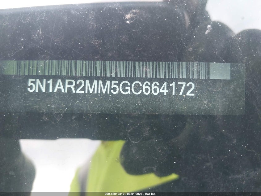 NISSAN PATHFINDER 2016 VIN 5N1AR2MM5GC664172