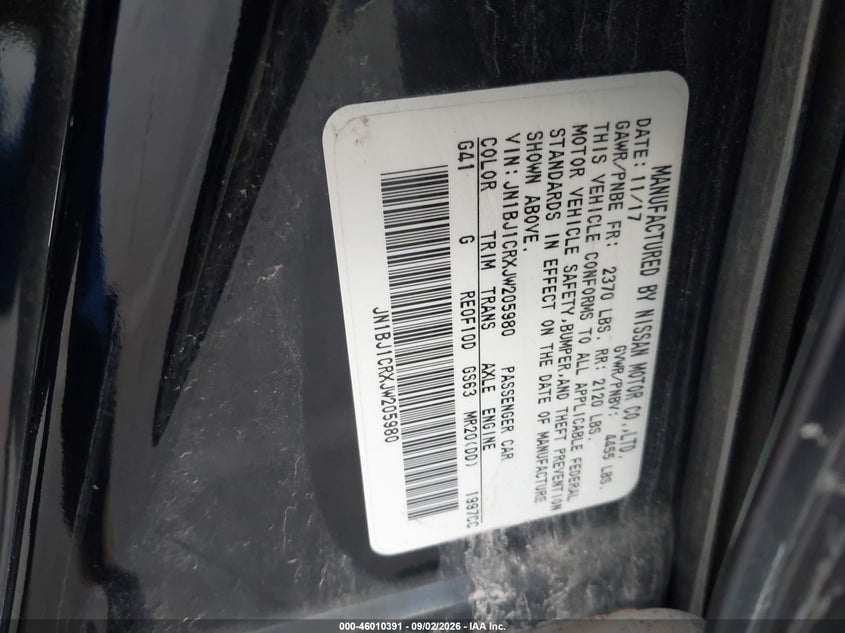 NISSAN ROGUE SPORT 2018 VIN JN1BJ1CRXJW205980