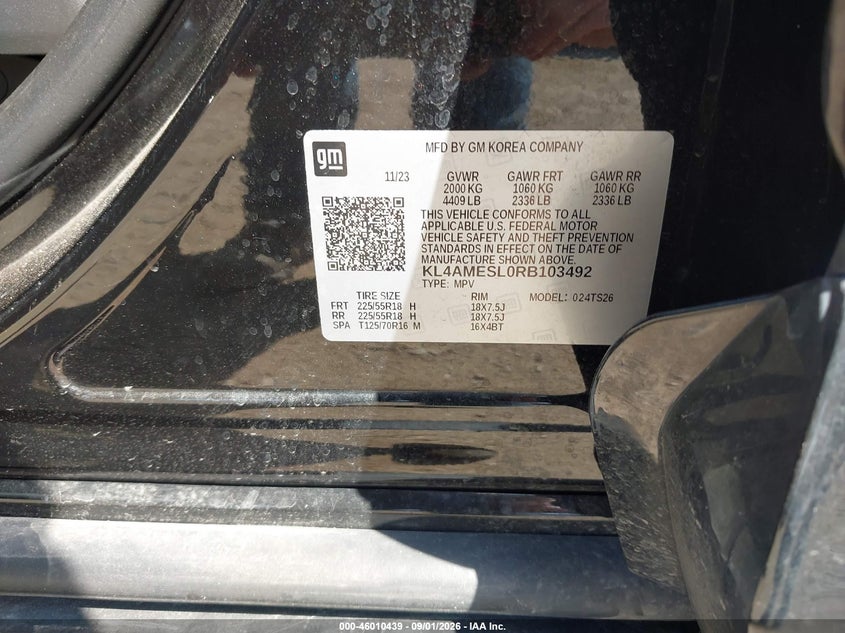 BUICK ENCORE GX 2024 VIN KL4AMESL0RB103492