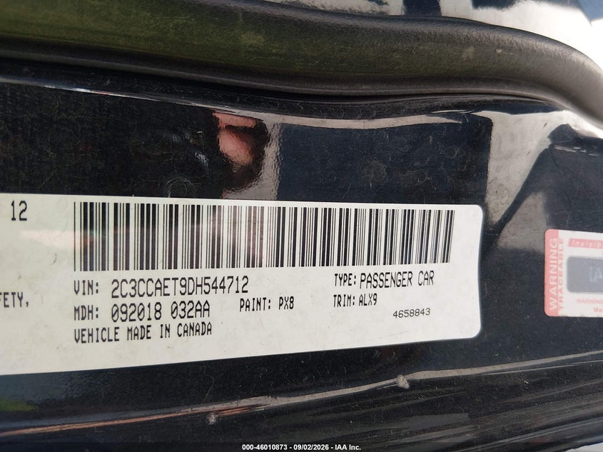 CHRYSLER 300C 2013 VIN 2C3CCAET9DH544712