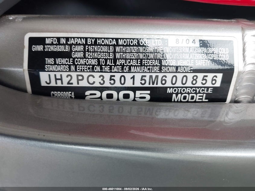 HONDA CBR600 2005