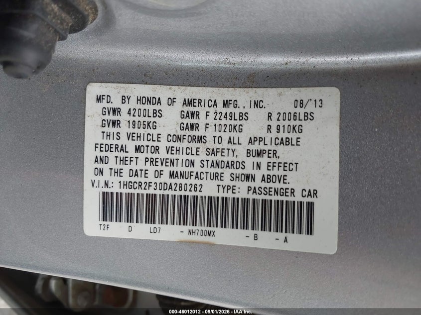 2013 HONDA ACCORD LX · Фото 9