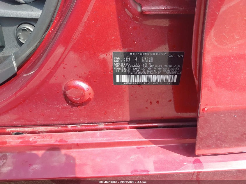 SUBARU LEGACY 2025 VIN 4S3BWGP64S3014267