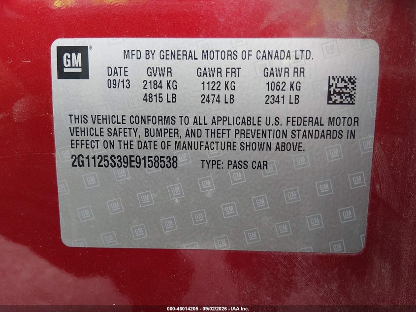 2014 CHEVROLET IMPALA SEDAN 3.6L V-6 DI, DOHC, VVT, REGULAR , 305HP