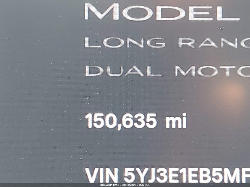 TESLA MODEL 3 2021 VIN 5YJ3E1EB5MF978953