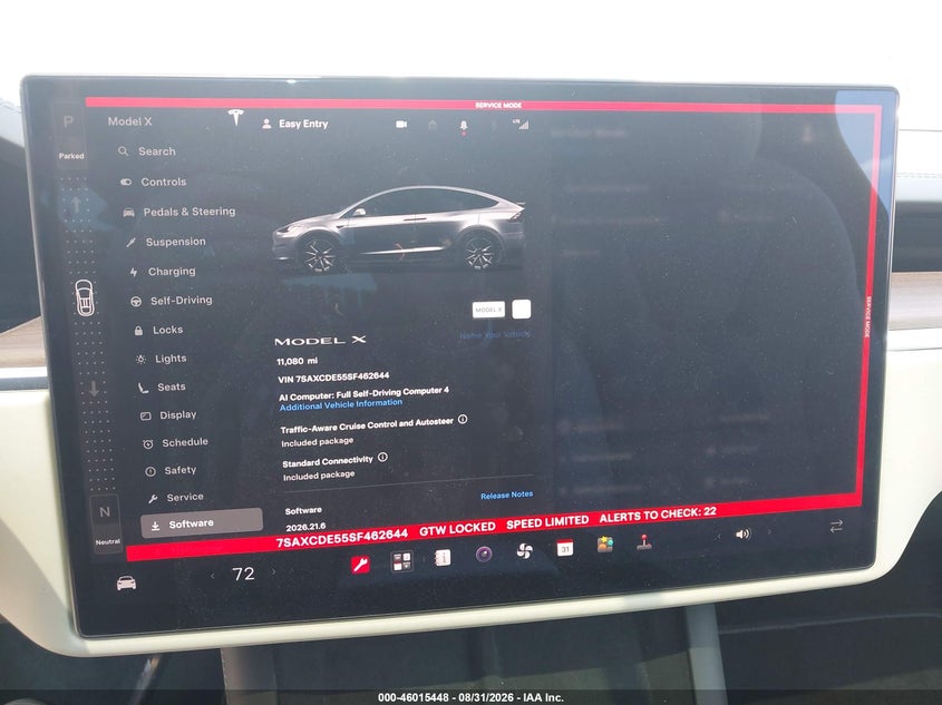 TESLA MODEL X 2025 VIN 7SAXCDE55SF462644