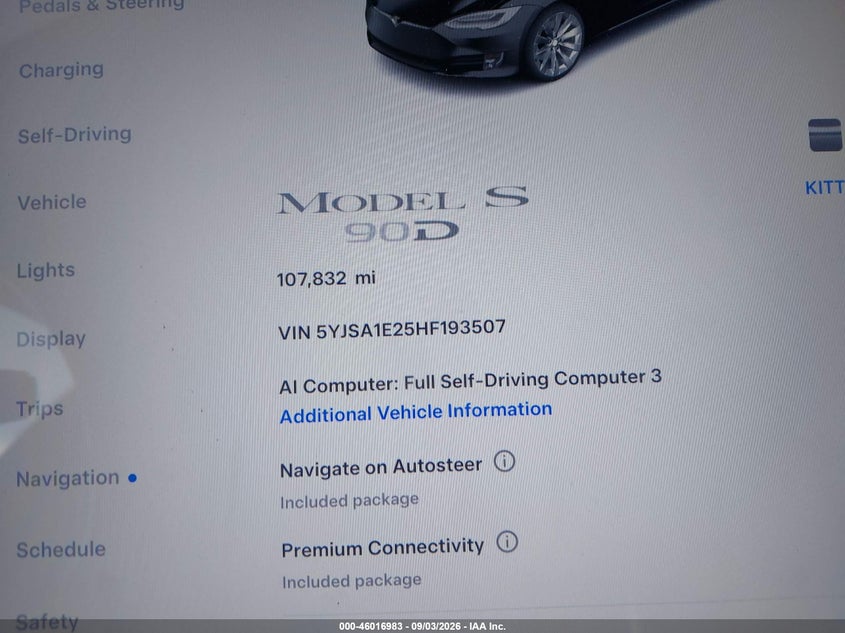 TESLA MODEL S 2017 VIN 5YJSA1E25HF193507