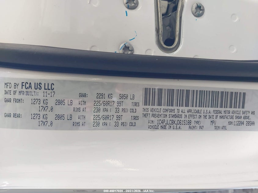 JEEP CHEROKEE 2018 VIN 1C4PJLCBXJD615188