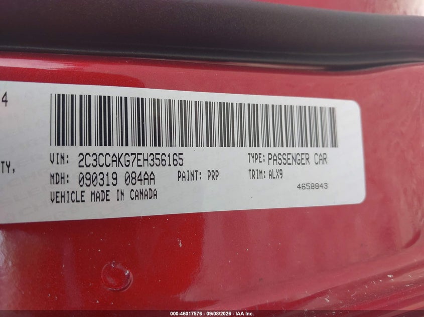 CHRYSLER 300C 2014 VIN 2C3CCAKG7EH356165
