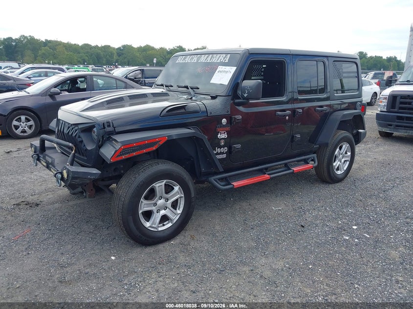 Vin: 1c4hjxdg0jw108620, lot: 46517430, jeep wrangler unlimited sport s 4x4 20182